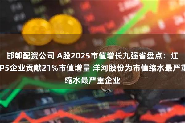 邯郸配资公司 A股2025市值增长九强省盘点：江苏TOP5企业贡献21%市值增量 洋河股份为市值缩水最严重企业