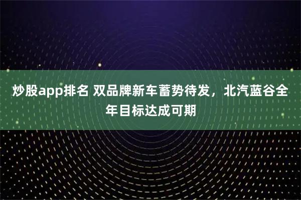 炒股app排名 双品牌新车蓄势待发，北汽蓝谷全年目标达成可期